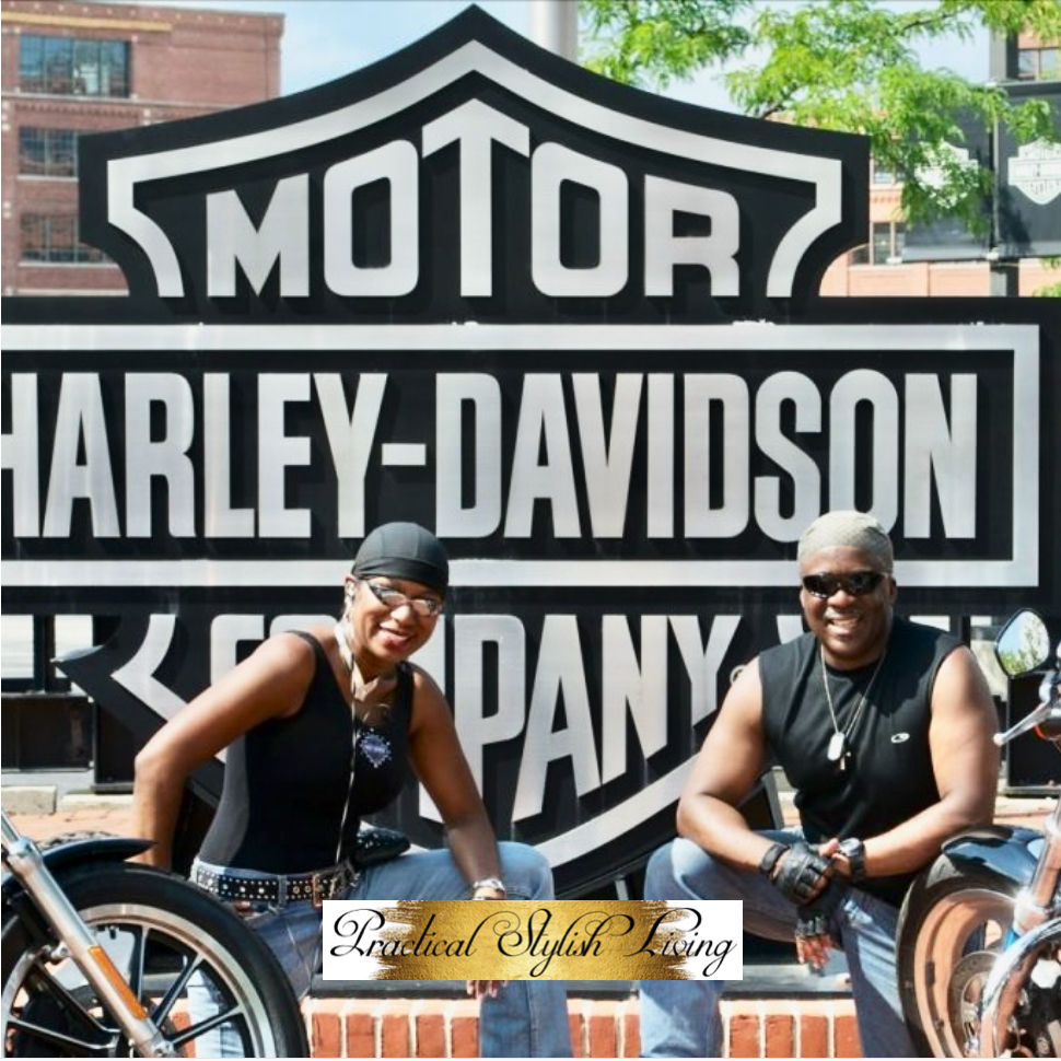 Eric Jones and Kimberly R. Jones in front of Harley-Davidson headquarters in Milwaukee Wisconsin